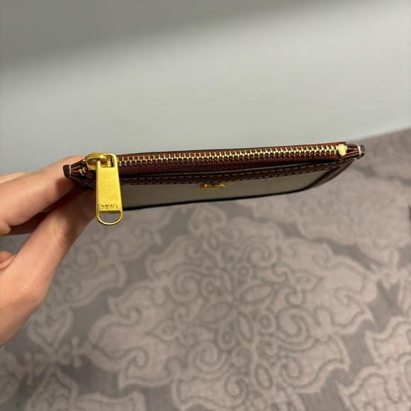 NWOT Mango Combined Mini Wallet Textured Fabric Faux Brown Leather and Zipper - Picture 7 of 9